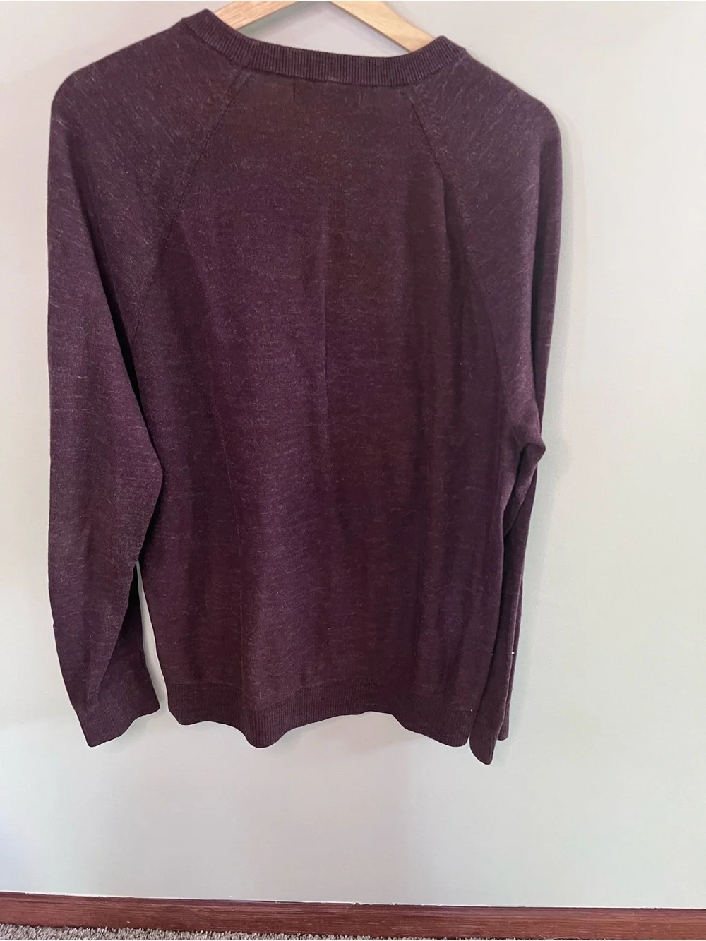 Banana Republic Mens Organic Cotton Crewneck Sweater Burgundy Heather Large Tall